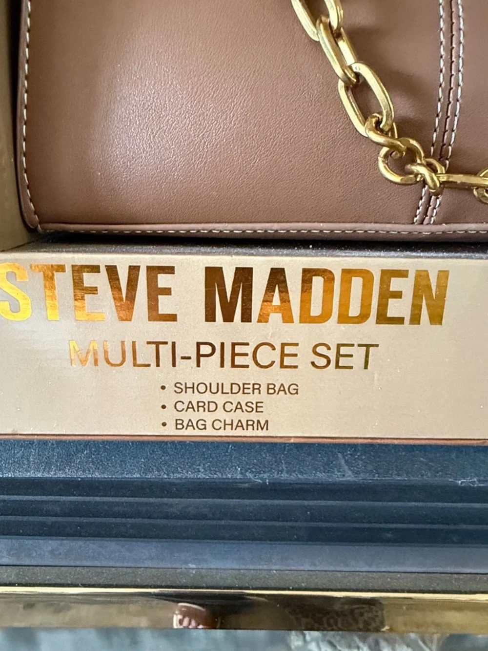 Steve Madden Blush Taupe Shoulder Bag Set with Charm & Card Case - Picture 10 of 10